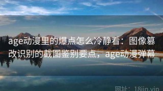 age动漫里的爆点怎么冷静看：图像篡改识别的截图鉴别要点，age动漫弹幕