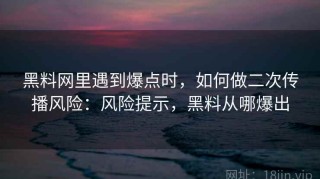 黑料网里遇到爆点时，如何做二次传播风险：风险提示，黑料从哪爆出