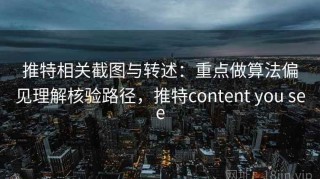 推特相关截图与转述：重点做算法偏见理解核验路径，推特content you see