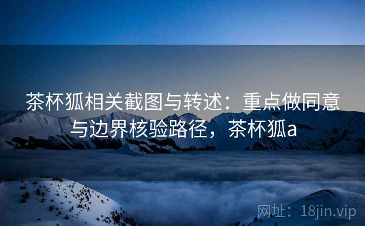 茶杯狐相关截图与转述：重点做同意与边界核验路径，茶杯狐a